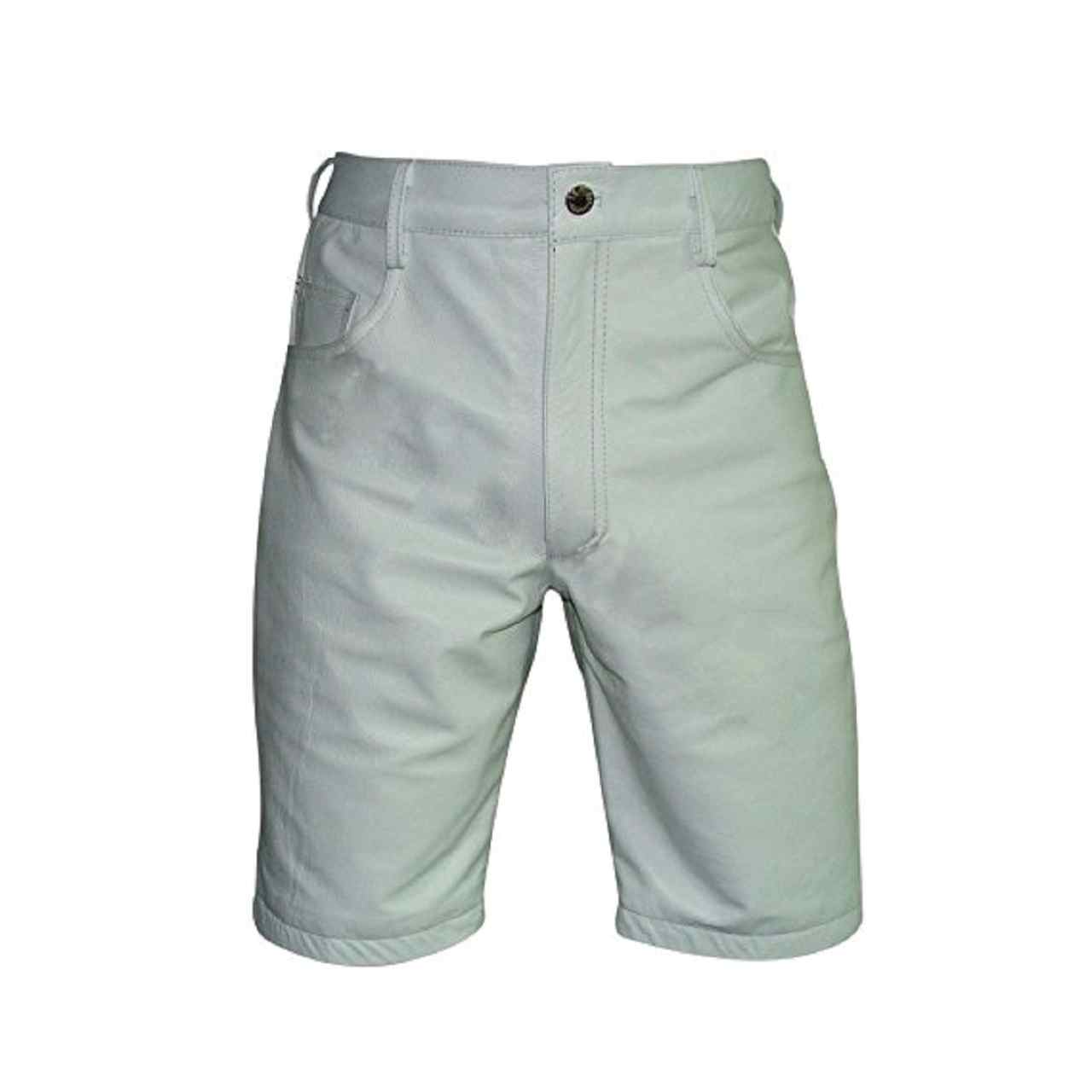 Mens Black Or White Leather Long Leg Bermuda Shorts Lederhosen - SHORTS1