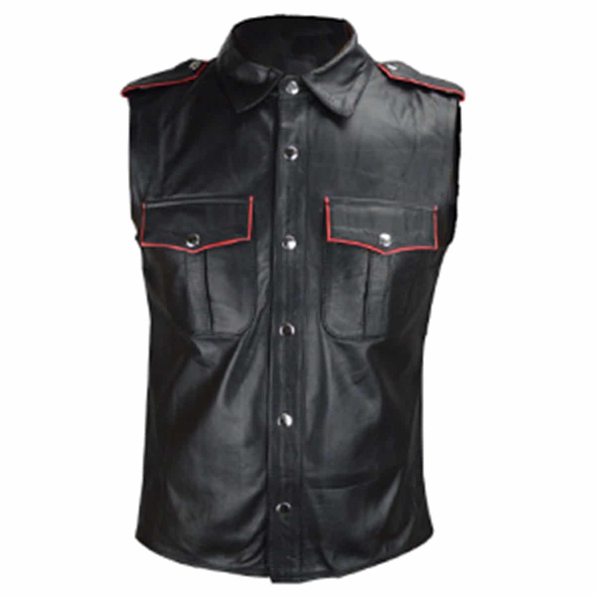 Mens Police Uniform Style Shirt Leather Black Sheep Lamb -  PS-SL