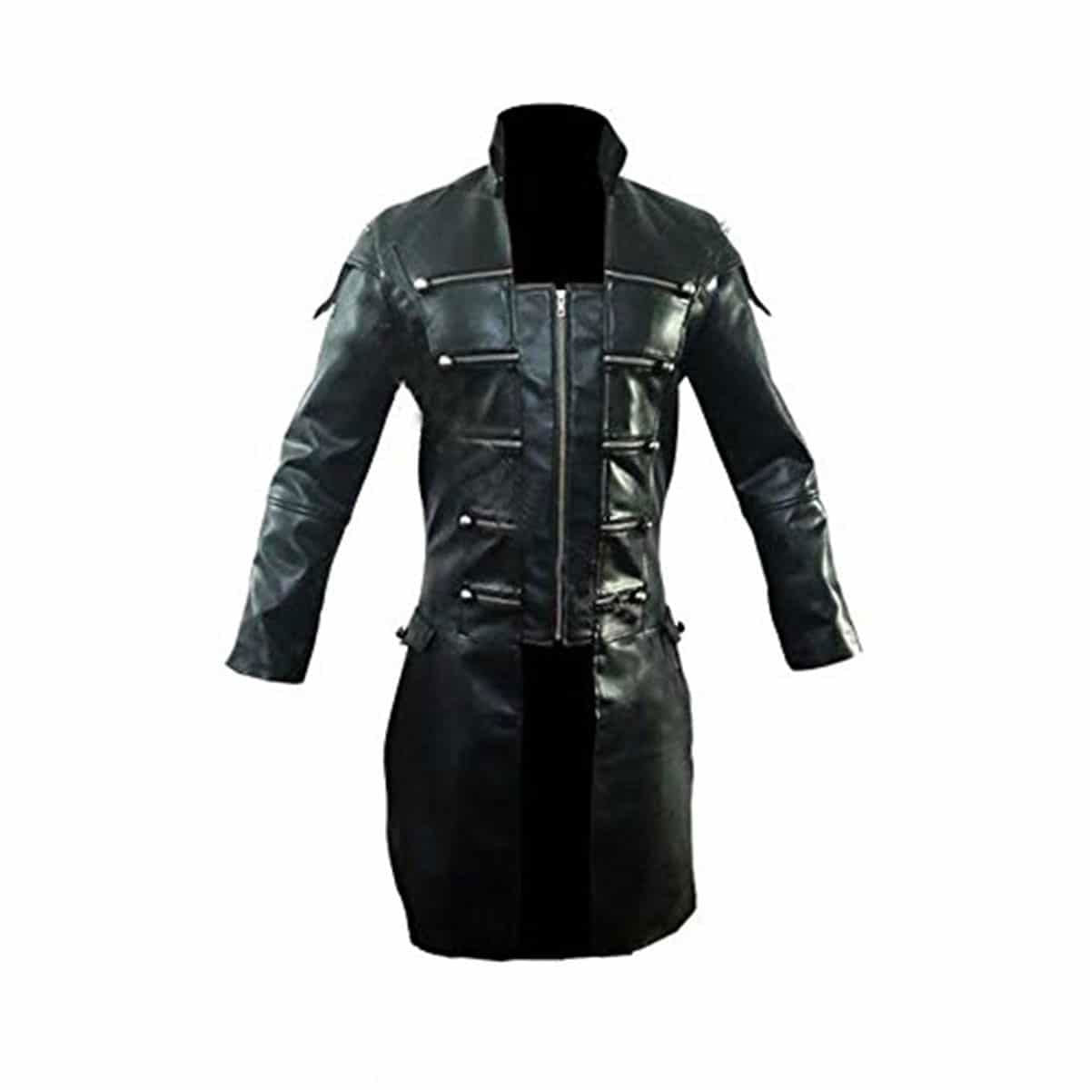 Real Cow Leather Coat Goth Matrix Trench Steampunk Gothic Style coat T18 black Real Cow Leather Coat Goth Matrix Trench Steampunk Gothic Style coat T18 black
