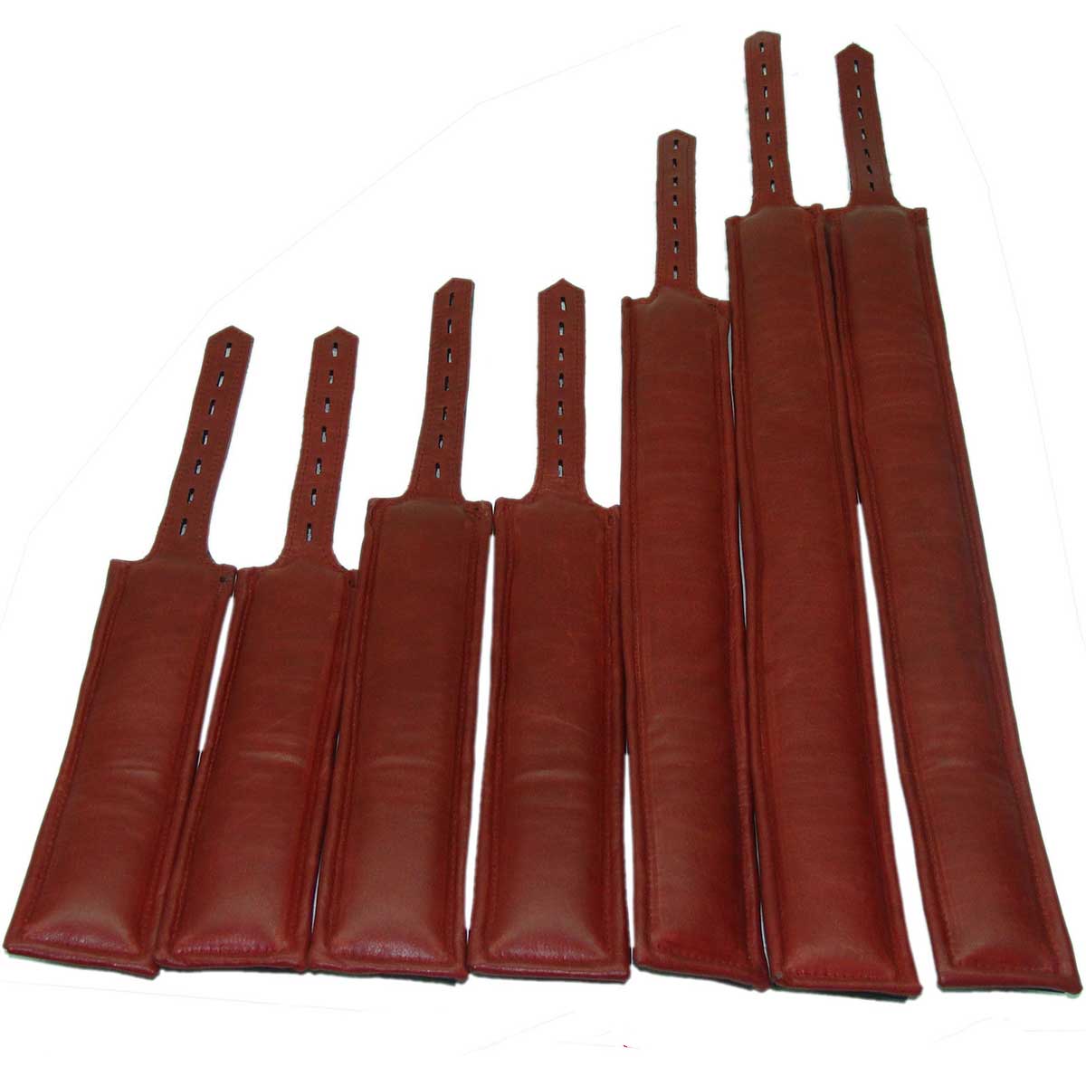 Unisex Bondage Restraints Top Grain RED Black Leather Full Set of 7 - REST7-RED-BLK