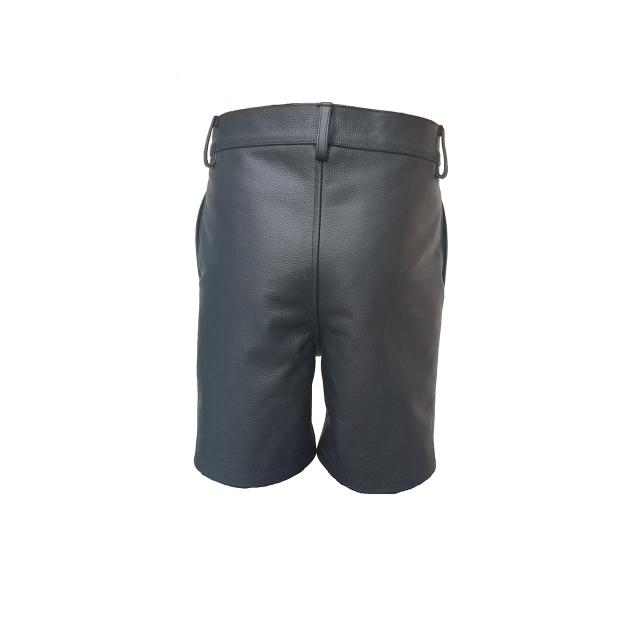 Mens Black Leather Shorts with Lacing Front Closure - (SHORTS2)