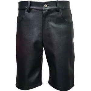 Mens Black Leather Long Leg Bermuda Shorts Lederhosen - SHORTS1