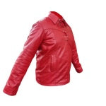 MENS RED SHEEP LAMB LEATHER PULLOVER SHIRT - PULL1