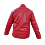 MENS RED SHEEP LAMB LEATHER PULLOVER SHIRT - PULL1