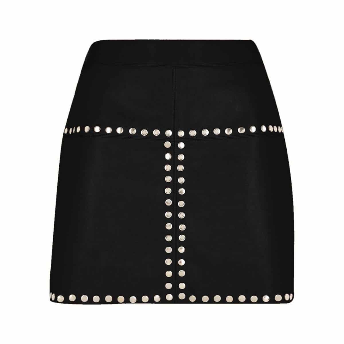 Women Cow Leather Black Mini Skirt - SK1 - BLK