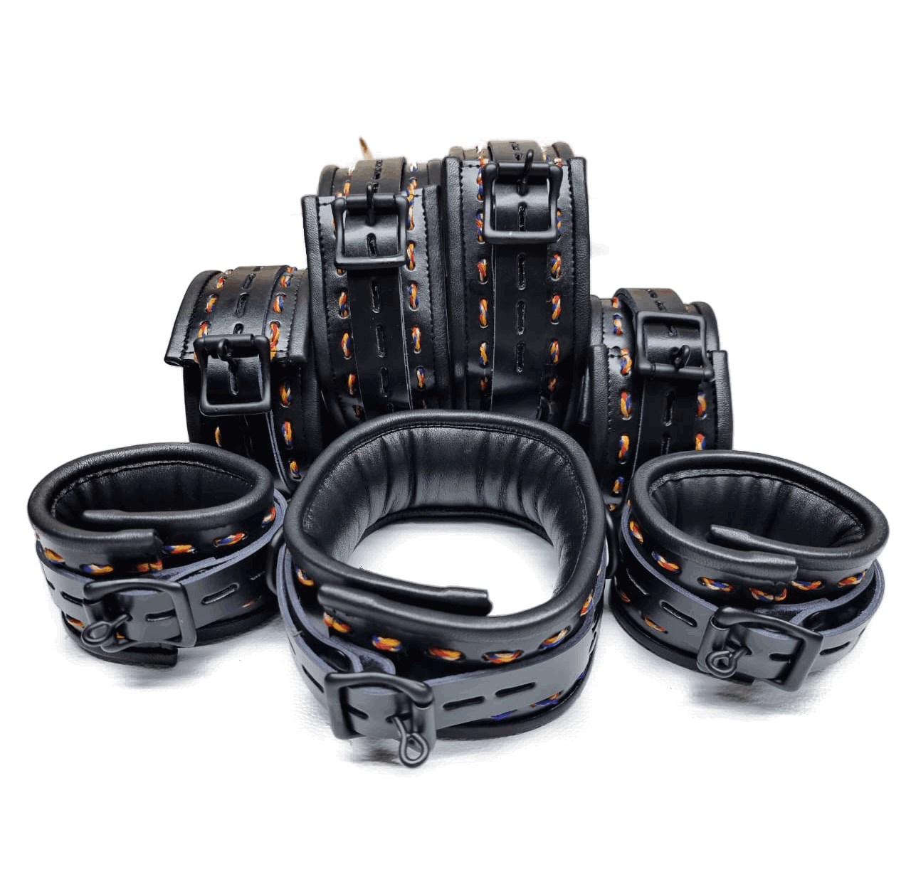 New Unique Design Black Leather With Multi Color Thread Complete Set new-unique-design-black-leather-with-multi-color-thread-complete-set