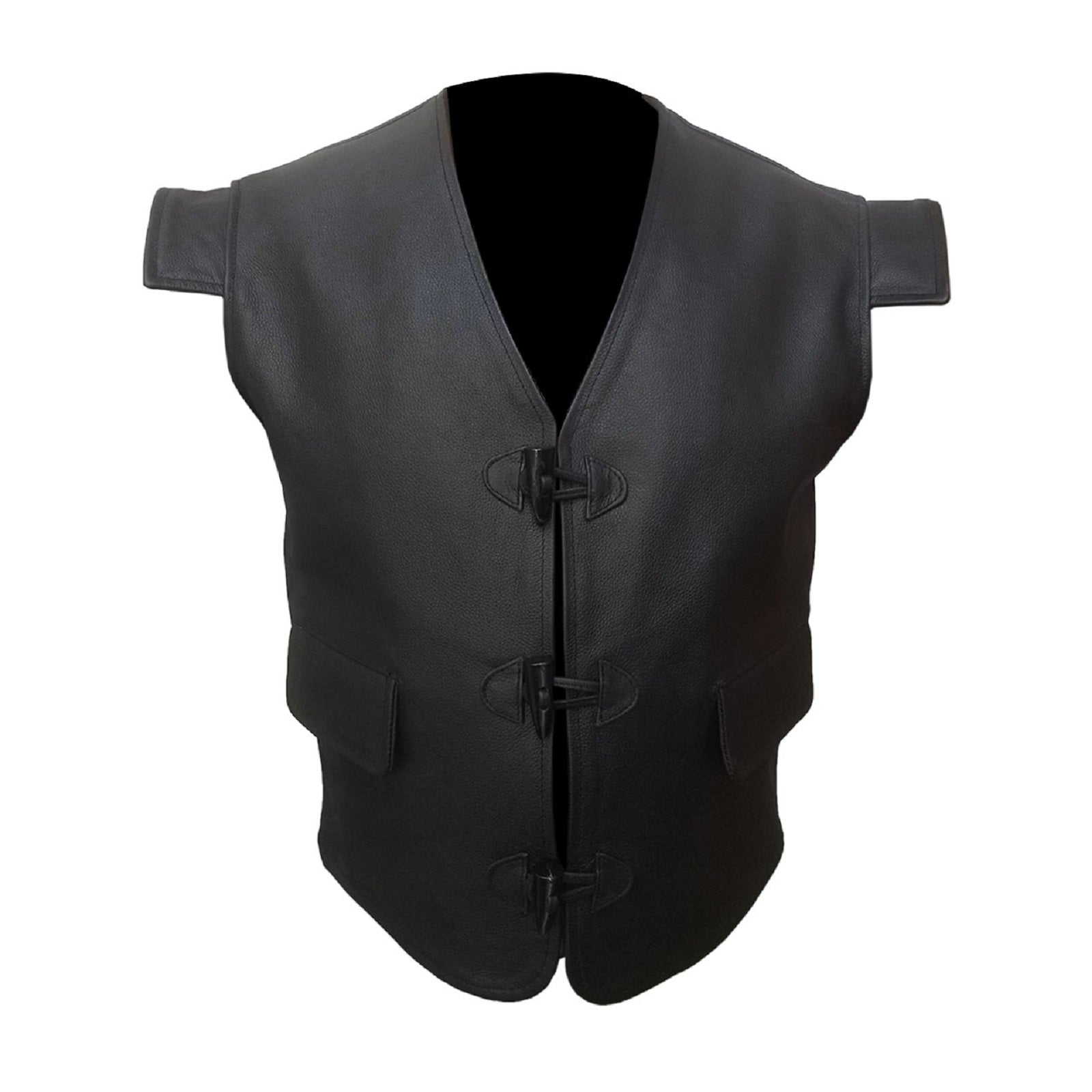 Mens Scottish Waistcoat Pure Leather Jacobite Toggle Vest And Kilt Combo - V10