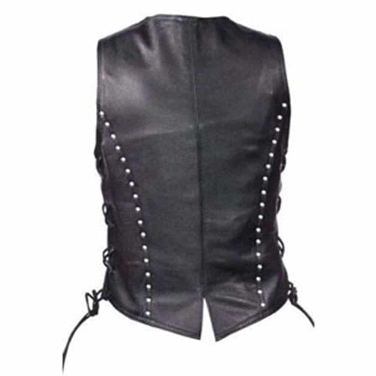 Women Bikers Waistcoat Black Leather Vest - W10-BLK