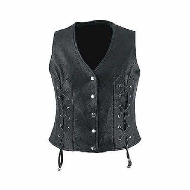 Leather Waistcoat Vest With Detailed Side Lacing - W4