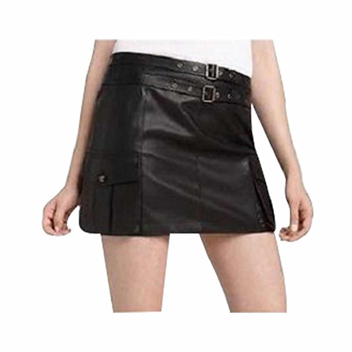 Soft Sheep Black Leather Mini Skirt - SK2 - BLK