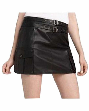 Soft Sheep Black Leather Mini Skirt - SK2 - BLK