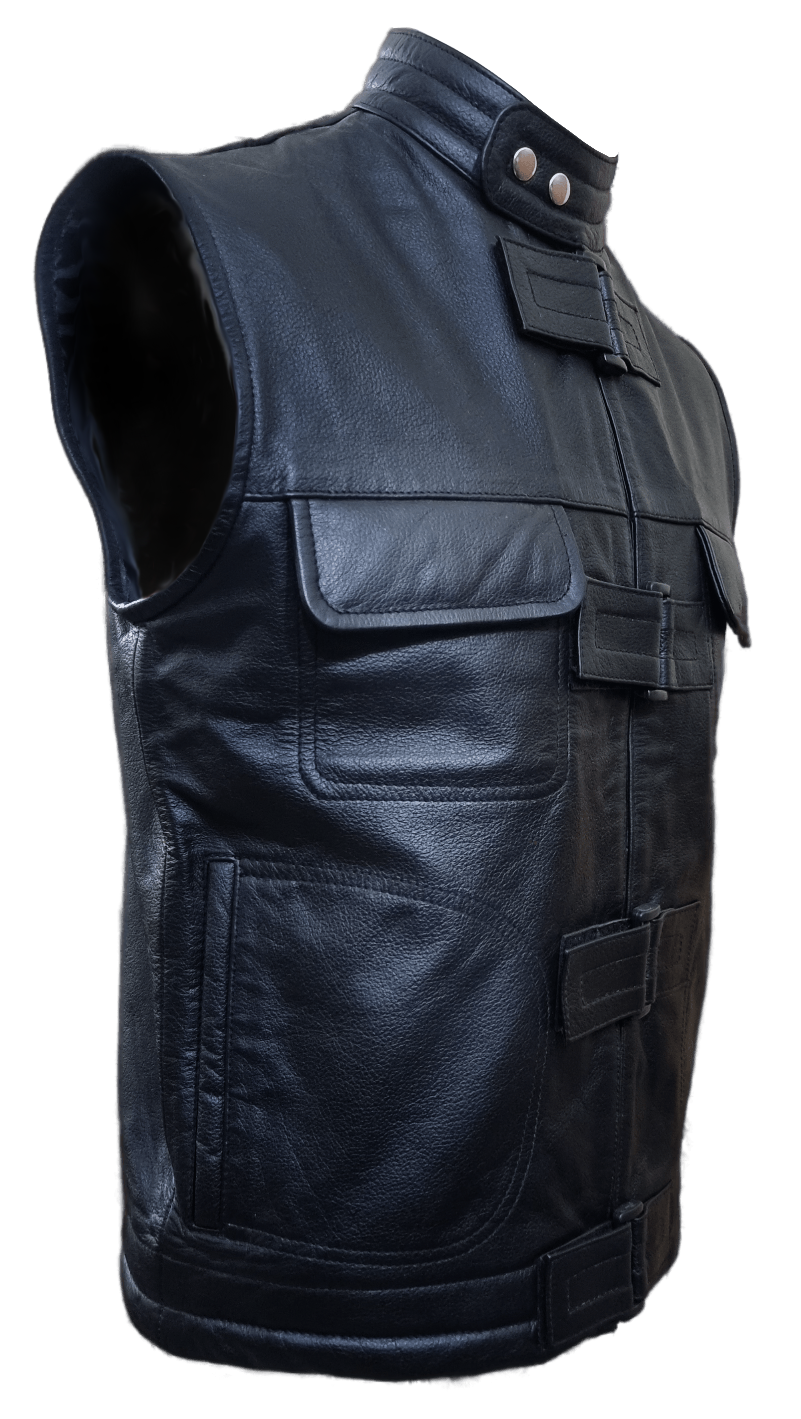 Mens Classic Motorbike SOA Vest Real Leather Versatile Biker Waistcoat JT31
