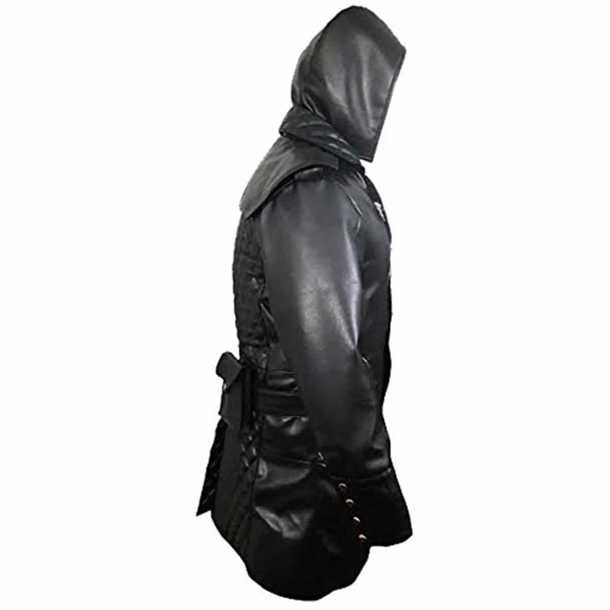Mens Black Leather Matrix Goth Trench Coat Gothic T-23