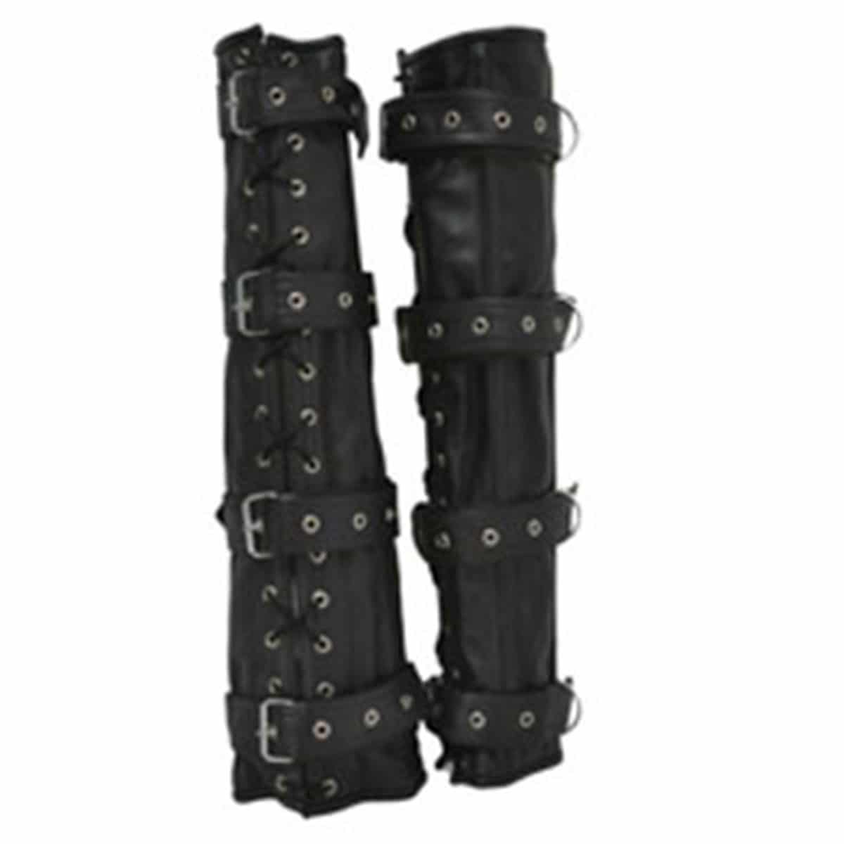 Men Black Leather Arm and Leg Binders Heavy Duty Bondage Set -  ABLB-BLK