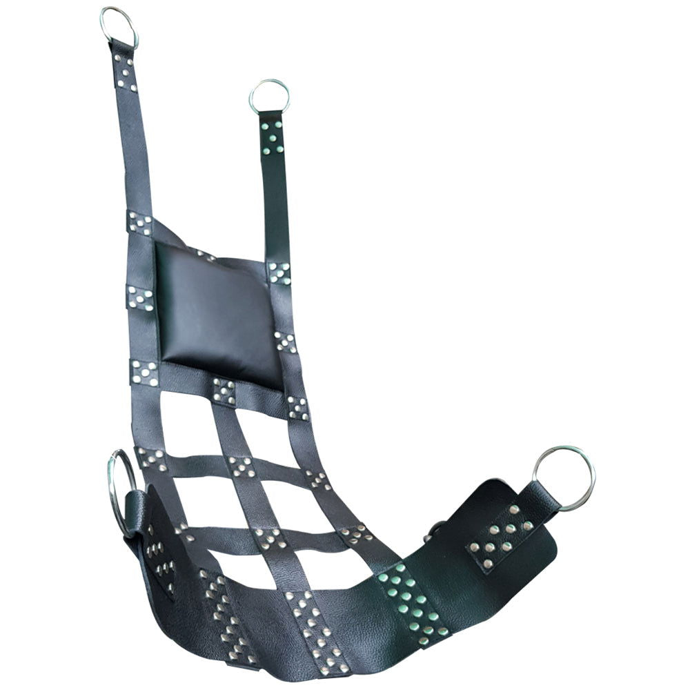 LeatherZon Lovehoney Perfect Partner Heavy Duty Sex Swing – Genuine Leather, Black, BDSM, With Stirrups, Unisex