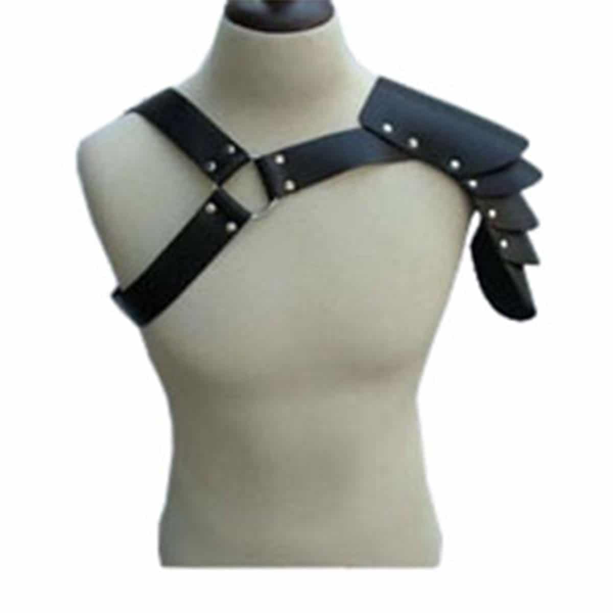 Mens Black Leather Shoulder Warrior Harness - H5