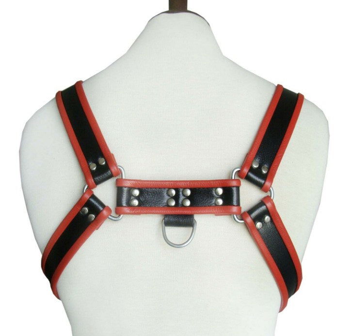 Mens Black Leather Adjustable Chest Body Harness – Bondage Inspired Clubwear Halloween LARP Cosplay Gear- H7