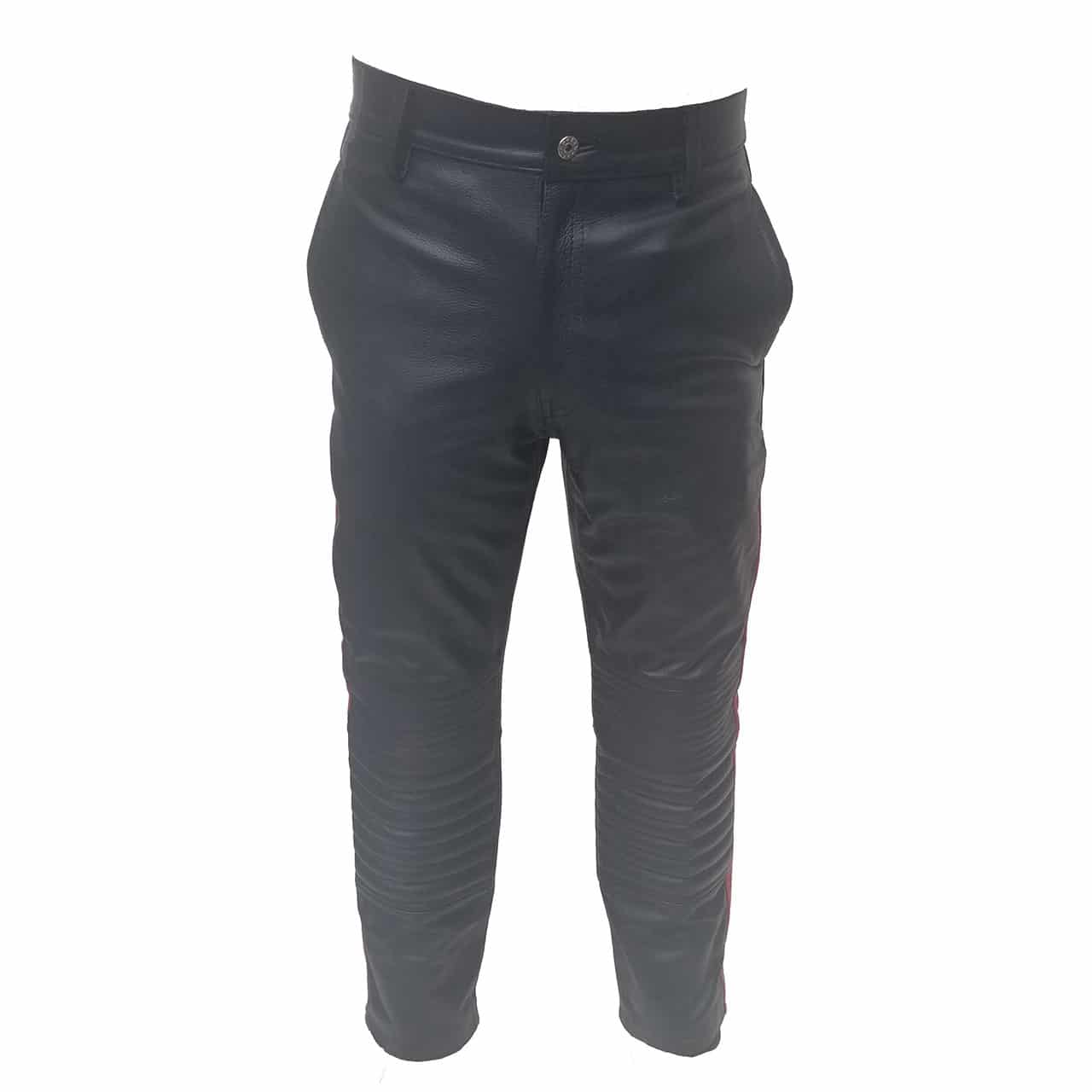 MENS BLACK LEATHER MOTORCYCLE BIKERS PANTS JEANS TROUSERS - JEANS4