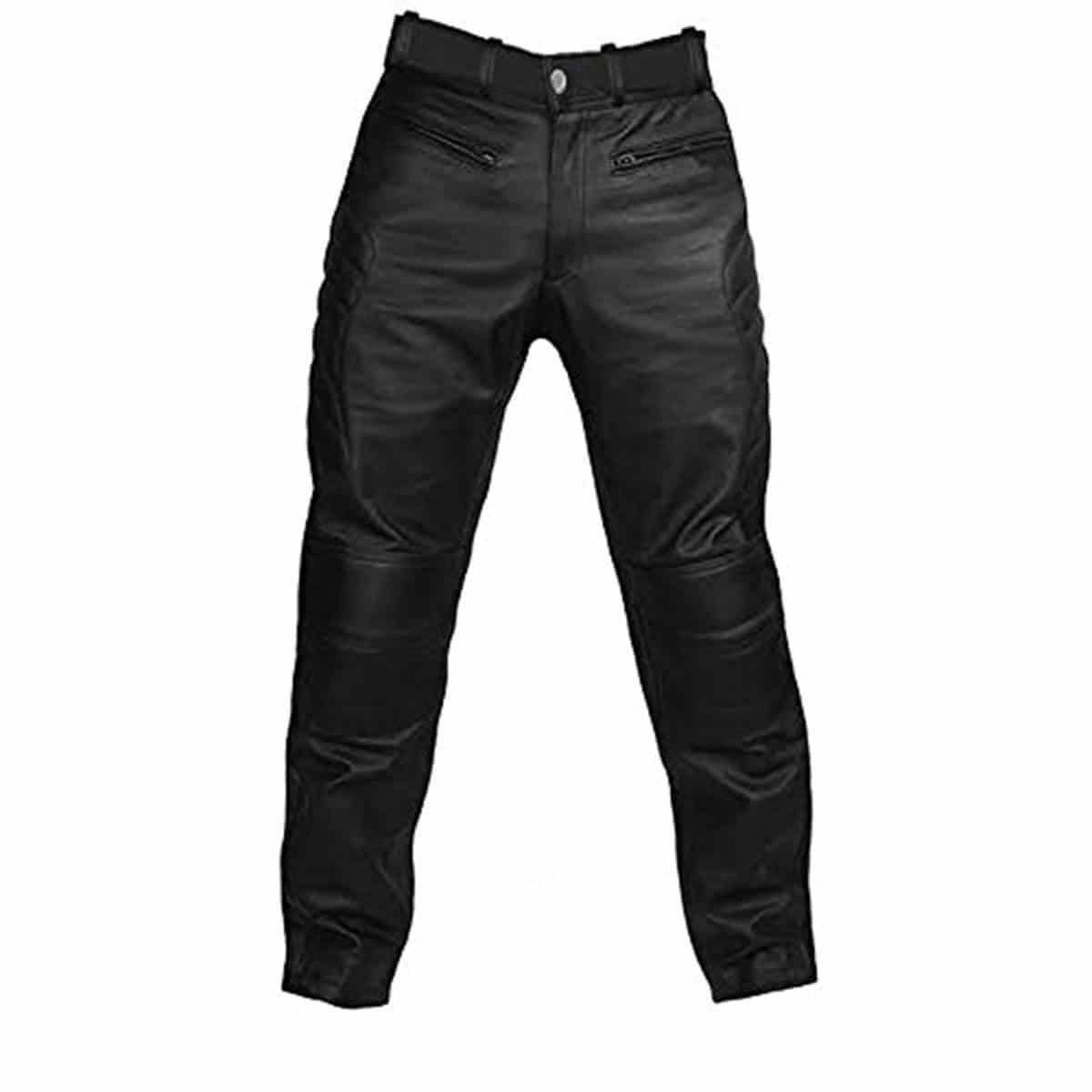 MENS MOTORCYCLE BIKERS STYLE BLACK LEATHER PANTS JEANS TROUSERS - JEANS3