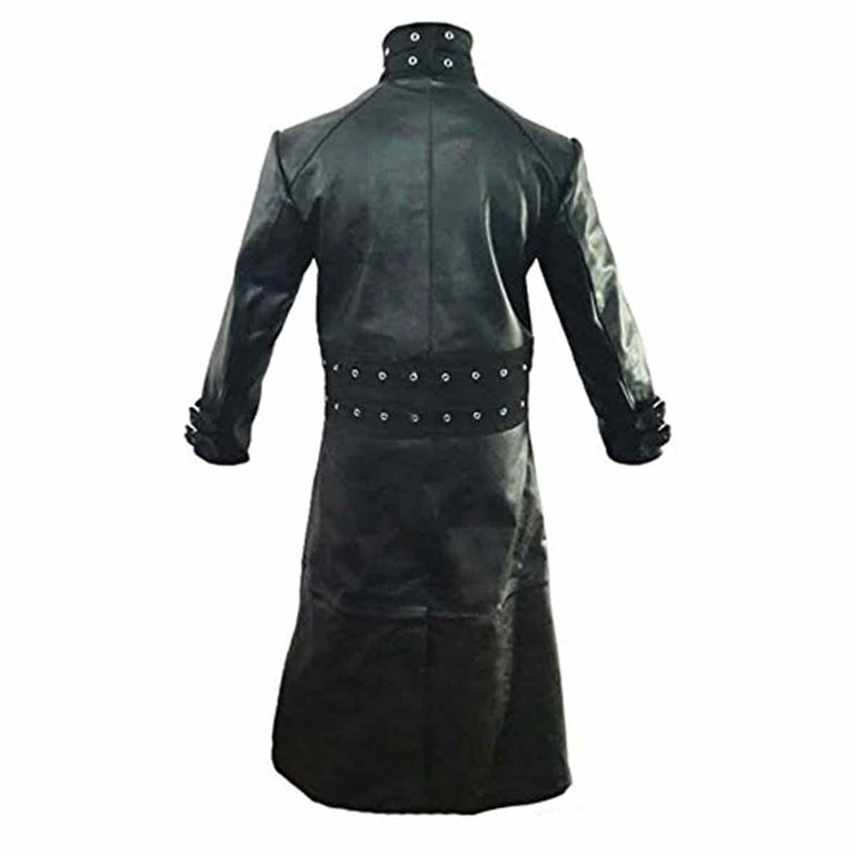 Men’s Black Leather Duster Coat – Riding, Hunting & Steampunk Trench (T7-Blk) Valentines Birthday Anniversary