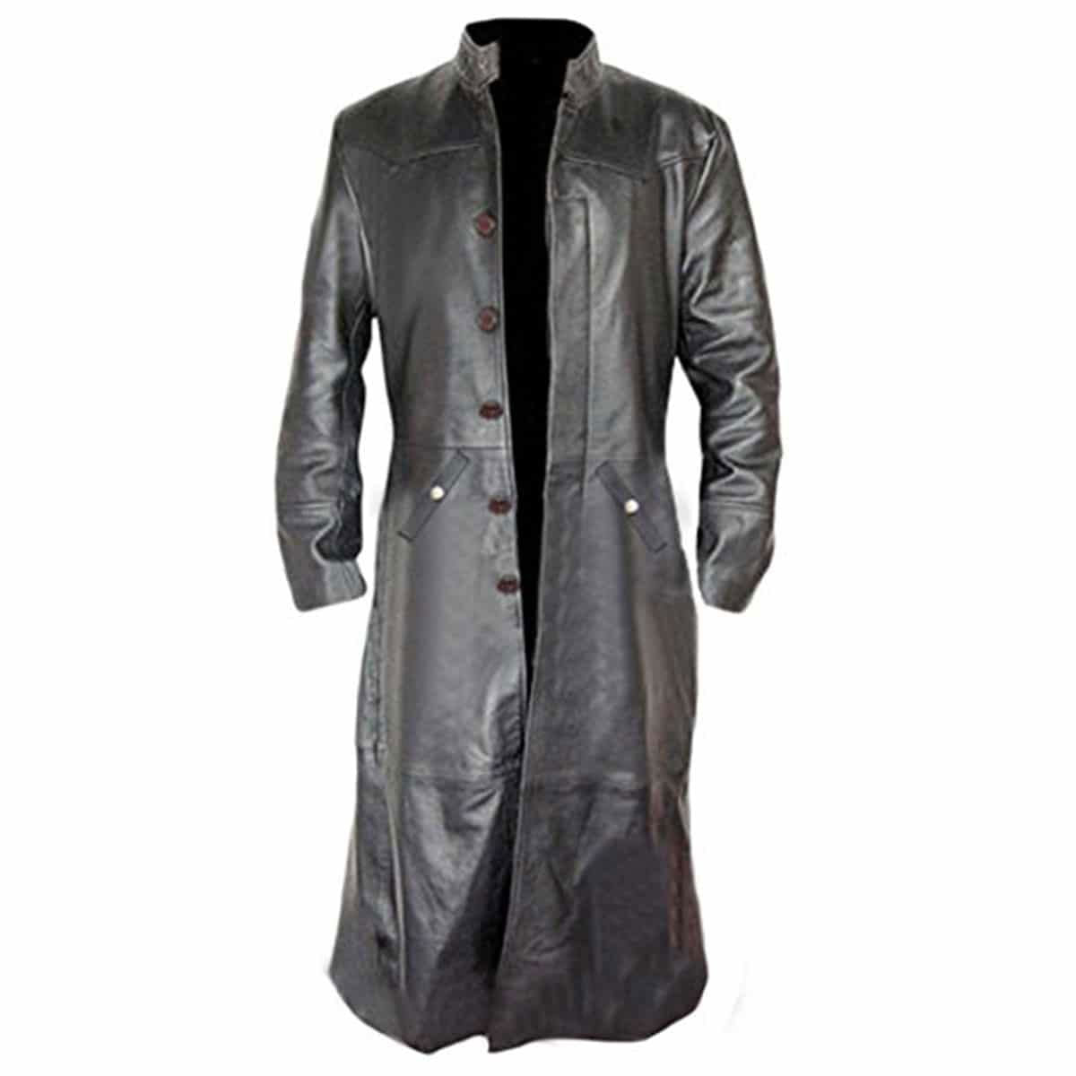Mens Trench Coat Black Leather Goth Matrix Steampunk Gothic Van Helsin mens-trench-coat-black-leather-goth-matrix-steampunk-gothic-van-helsin