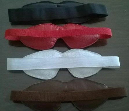 New Style Black, Red, White & Brown Leather Bondage Blindfolds - BF