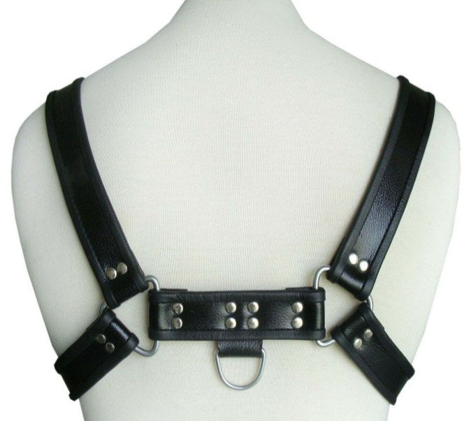Men's Leather Bulldog H-HARNESS with adjustable straps in fetish Colors - H6