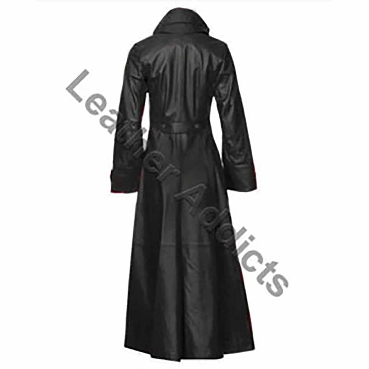 Womens Black Leather Steampunk Goth Vampire Style Coat - T6