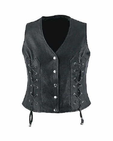 Leather Waistcoat Vest With Detailed Side Lacing - W4
