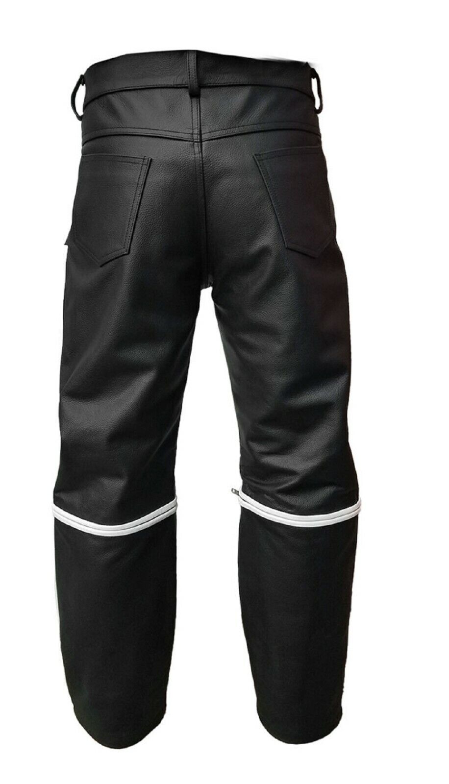 MENS BIKERS STYLE JEANS BLACK AND WHITE LEATHER PANTS (FREE P&P IN UK)