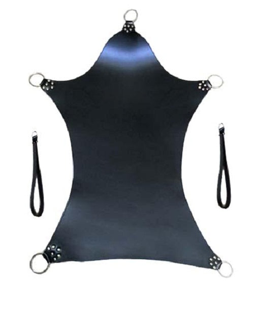 Adult Sex Sling Black Leather Heavy Duty Stirrups Mountable Swing - (SW2)