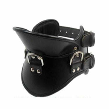 Black LEATHER Padded Posture Collar With Locking Buckles - NECK1